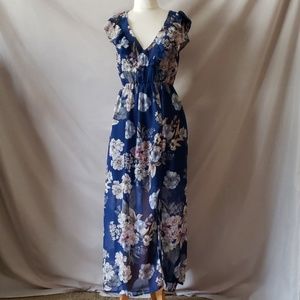 New Spirit of Grace Blue Floral Maxi Dress
